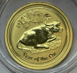 Золотая монета 15 долларов "Год Быка" 2009 г., Австралия, Лунный календарь, Au 9999, 3,11 г.